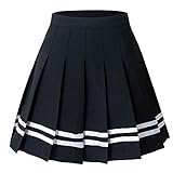 Hoerev Jupe Patineuse Courte plissée à Taille Haute