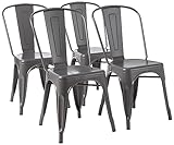 Amazon Basics Lot de 4 chaises de salle à manger empilables