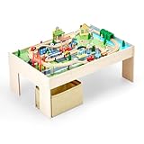 VEVOR Table Circuit Train Bois, 84 PCS, avec Rail de