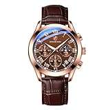 JewelryWe Montre Homme Bracelet Cuir: Montre Multifonction