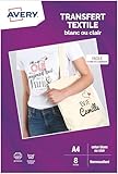 Avery Transferts Personnalisables pour Textiles Blancs