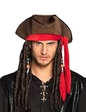 DEGUISE TOI - Chapeau pirate marron avec perruque adulte