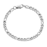 AFSTALR Bracelets Gourmette Homme Argent Figaro 1+3