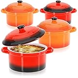 COM-FOUR® 4x Cocotte en céramique avec couvercle -
