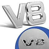 Emblème V8 chromé avec inscription 3D pour voiture