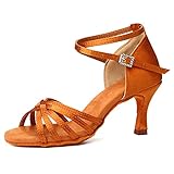 HIPPOSEUS Chaussures de Danse Latine pour Femmes Satin