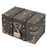 Mkitnvy Coffre au Trésor Vintage en Bois, 18x11x10