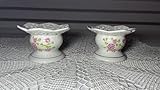 Lot de 2 bougeoirs en porcelaine avec motif de roses
