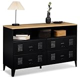 IDMarket - Commode 4 tiroirs Ester 115 cm métal Noir