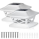 2 Pièces Lampes de Poteau de Chapeau Solaires Extérieures