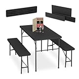 Relaxdays Ensemble Table Pliante et 2 bancs, pour Jardin,
