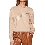 Sweat Beige Femme Guess Logo Crop Beige M