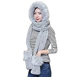 Chapeau Chapka Femme Ado Fille 3 en 1 Bonnet Echarpe