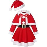 Generisch Costume de Père Noël pour fille - Robe rouge