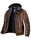 Wantdo Homme Blouson en Cuir Epais PU avec Capuche