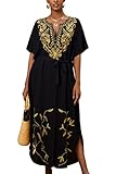YOUKD Brodé Floral Lâche Caftan Boho Beach Bikini Cover