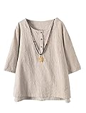 Vogstyle Femmes T-Shirts Coton Lin Chemise Chic Simple