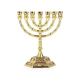 BRTAGG Menorah 7 Branche, Chandelier juif, 12 tribus