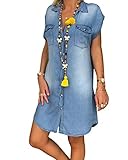 ORANDESIGNE Robe Été Femme De Plage Rétro Denim Robes