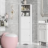 Merax Armoire de salle de bain, d'angle, étroite, avec