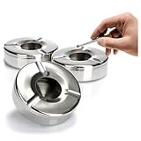 com-four® Cendrier 3x en acier inoxydable - Cendrier