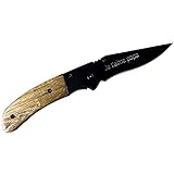 Canif avec cran d'arrêt manche en bois et lame noire