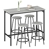 HOMCOM Ensemble Table de Bar bistrot avec 4 tabourets