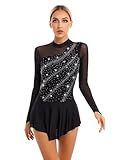 Runhomal Femme Strass Robe Patinage Artistique Adulte