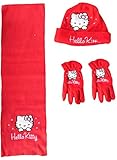 Hello Kitty Bonnet, écharpe et gants pour fille - Rouge