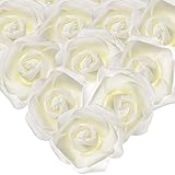 MEJOSER 50PCS Rose Blanche Artificielle 7cm Tête de