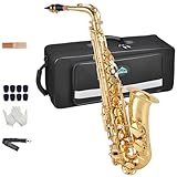 EASTROCK Saxophone Alto E Plat en Laiton Laqué Doré,