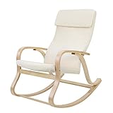 SONGMICS Fauteuil Ã€ Bascule en Bois De Bouleau, Chaise