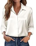Zeagoo Chemise en satin pour femme - Boutonnière -