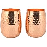 ANCIENTIMPEX Lot de 2 gobelets en cuivre pur martelé