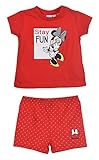 Minnie Mouse, T Shirt + Short Bébé Fille,18 mois,Rouge-Rouge