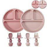 PandaEar Lot de 2 Assiettes à Ventouse Divisées pour
