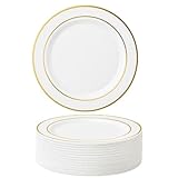 MATANA 25 Assiettes en Plastique Blanc Premium avec