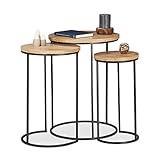 Relaxdays, nature basse lot d’appoint rondes, Table