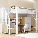 Seyakany Lit Mezzanine Enfant 90 x 200 cm avec Garde-Corps
