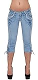 ESRA Pantacourt Femme Jean Capri Pantalon Jeans pour