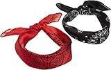 Urban Classics Satin Bandana 2-Pack, Noir/Rouge, Taille