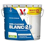 V33 Peinture blanche mur et plafond satinée, BLANC