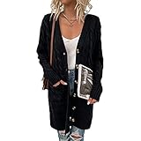 Xinwcang Cardigan Câble Tricoté Femme, Gilet Long en