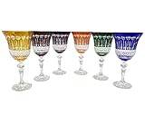 6 Verres à Vin et à Eau en Cristal à Pied - 6 Couleurs
