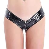 PARUPRUP Femme Sexy Cuir Zippée Mini Culotte Wetlook