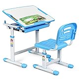 COSTWAY Bureau Enfant Ensemble Table et Chaise pour