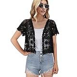 Boléro à manches courtes pour femme avec dentelle au