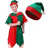 Costume de lutin pour enfant – tunique rouge et verte