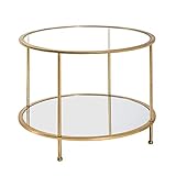 HAKU Möbel Table d'appoint Or, métal, Verre trempé,