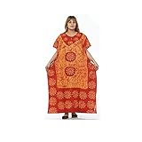 Odishabazaar Caftan indien en coton batik grande taille